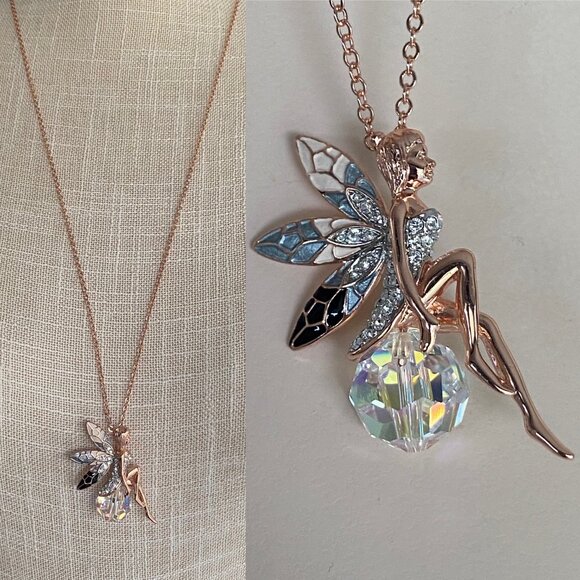 Butler FAC Rose Gold Tone Fairy AB Crystal Necklace - Picture 1 of 9